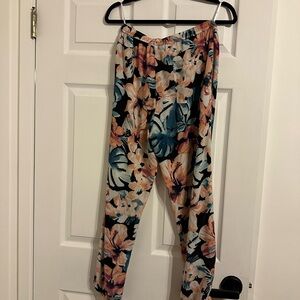 Floral Print Pants with Tropical Design